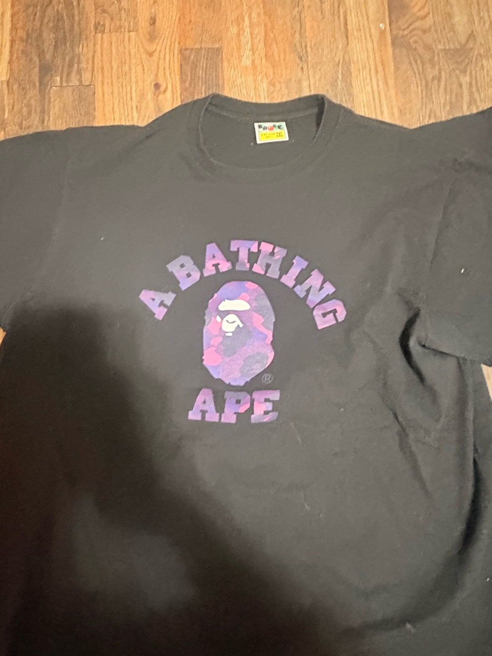 Bape Black T-Shirt with Purple Camo Logo